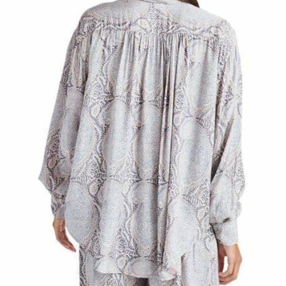 Splendid Mackenzie Paisley Button Down Shirt WHITE SAND PAPER - Picture 8 of 9